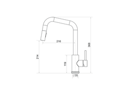Grifo de cocina con caño extraíble 2 tipos de chorro Primagran 9070