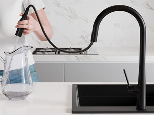 Grifo de cocina con caño extraíble 2 tipos de chorro Primagran 9090